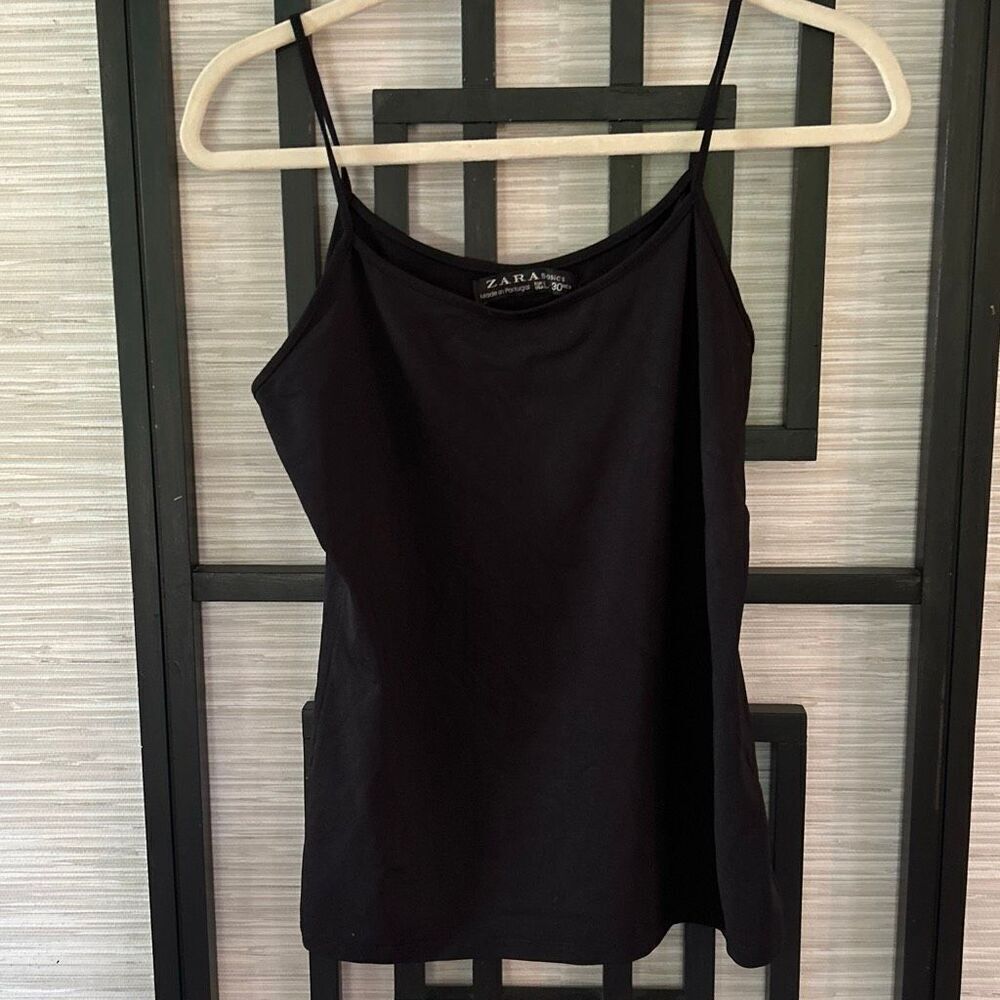Zara black stretch basic tank top size L